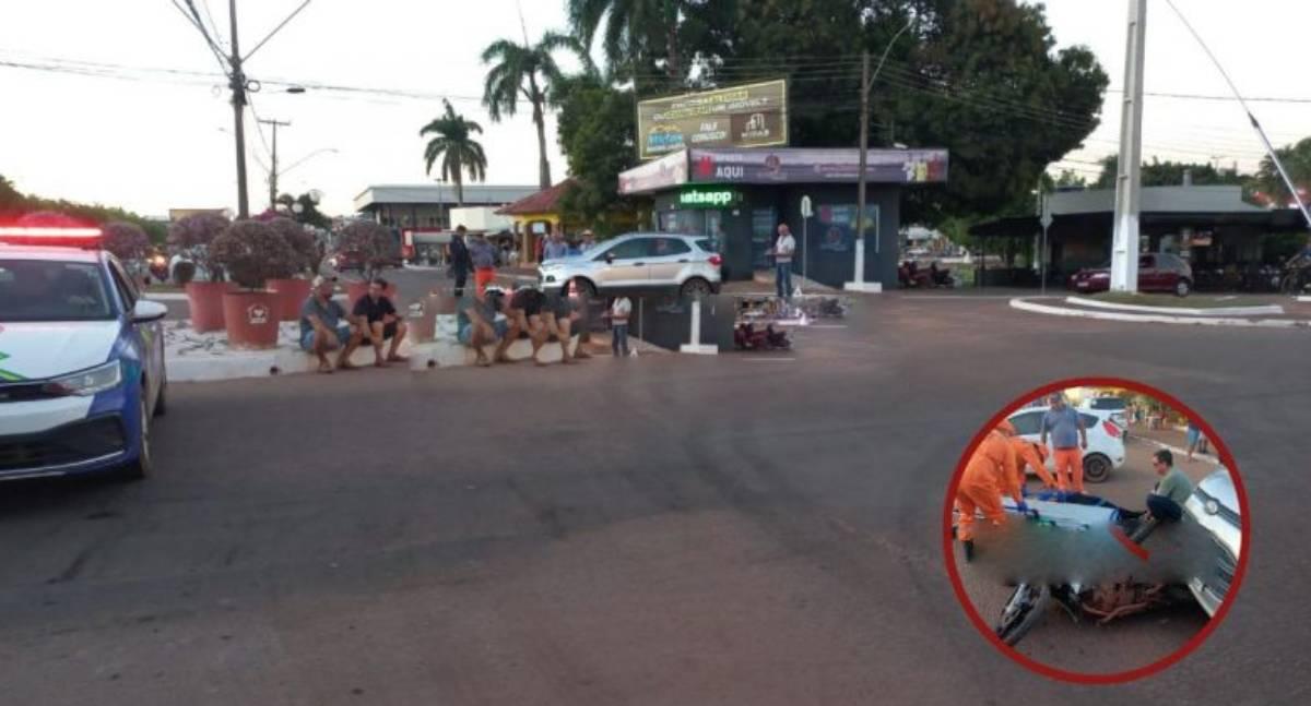 Acidente de trânsito entre moto e carro em Rolim de Moura deixa motociclista ferida