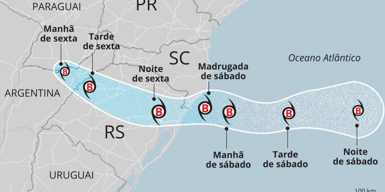 Ciclone extratropical se aproxima e alerta é ampliado para ventos com mais de 100 km/h