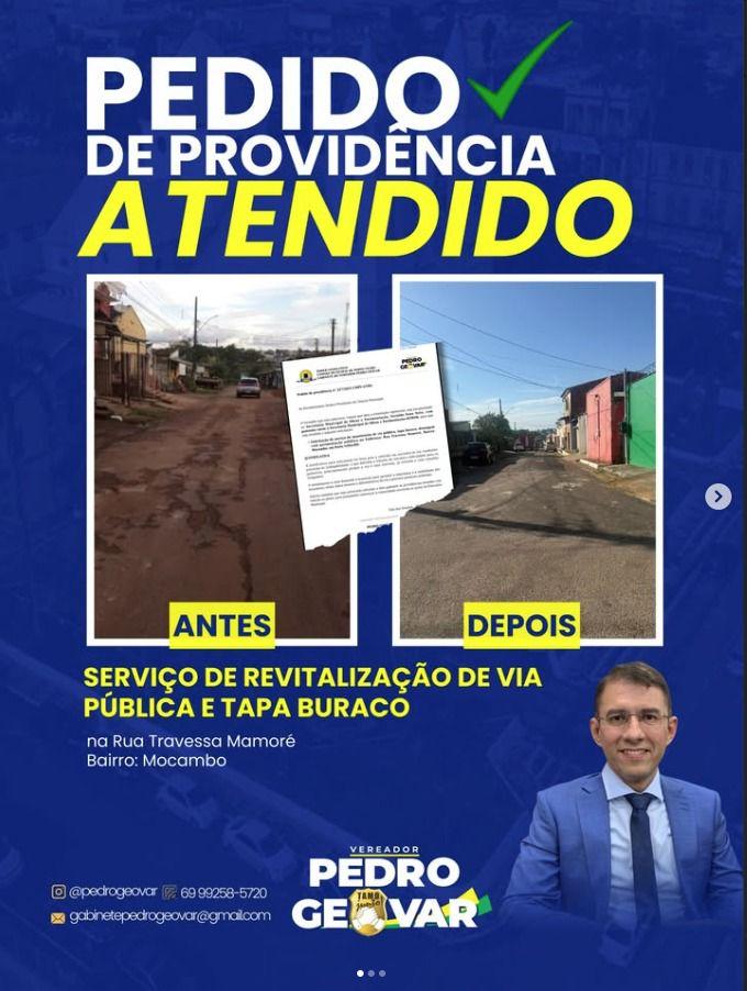 Vereador Pedro Geovar garante revitalização da Rua Travessa Mamoré no bairro Mocambo