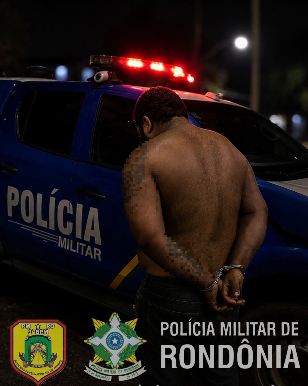 PMRO PRENDE EM FLAGRANTE AUTOR DE TENTATIVA DE HOMICÍDIO APÓS DISCUSSÃO EM VILHENA