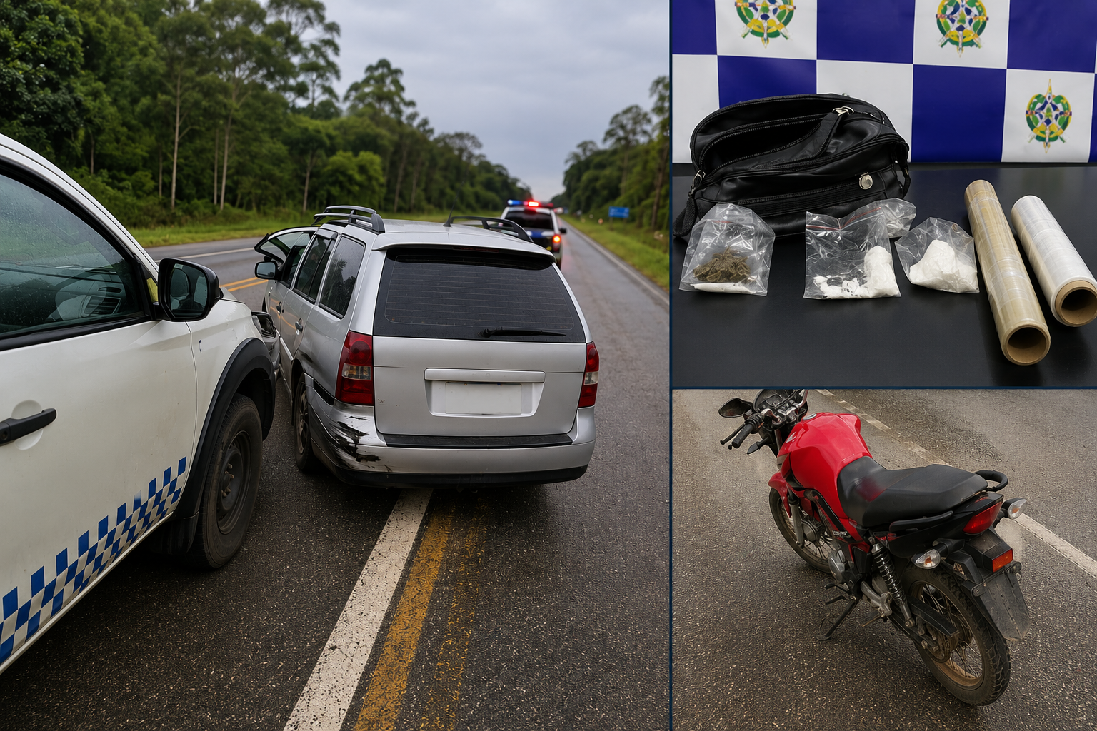 PM aborda veículo suspeito, apreende drogas e prende três pessoas na BR-435 em Vilhena